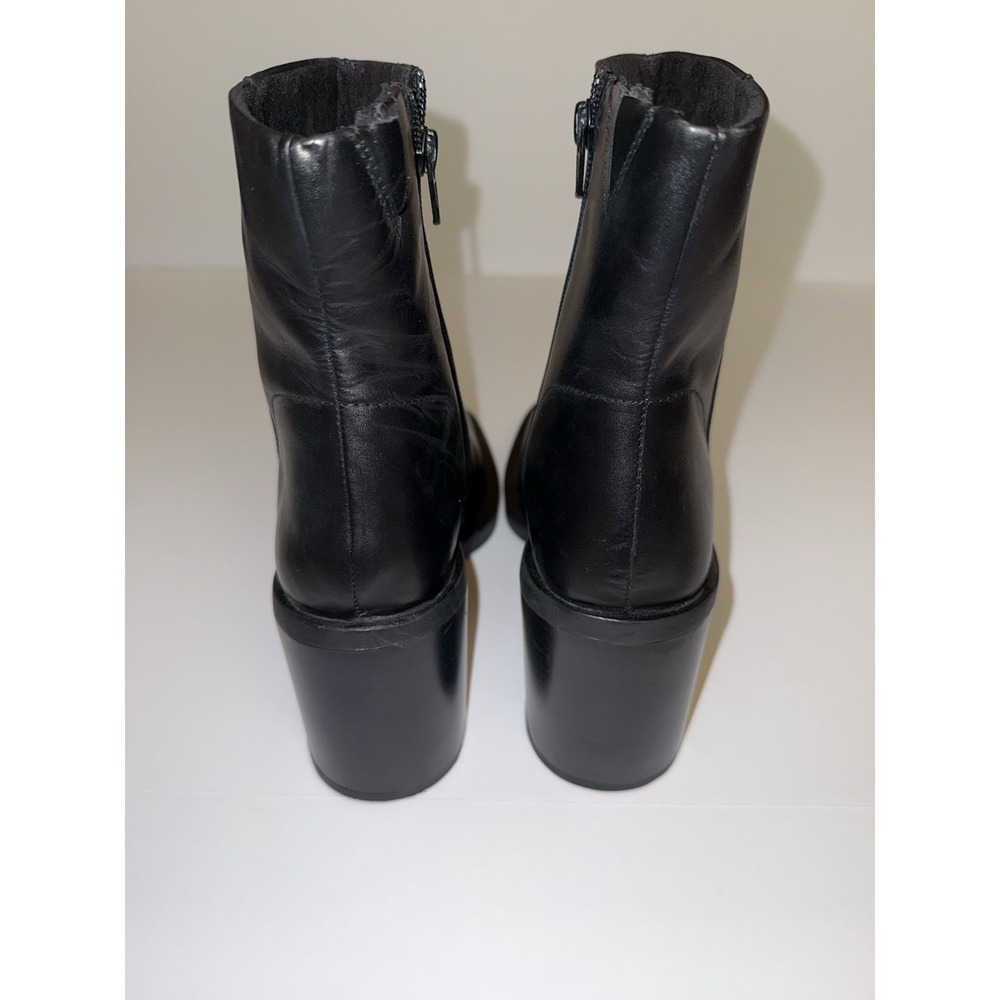 ASOS Black Square-Toe Mid-Calf Leather Ankle Boots - Picture 6 of 12
